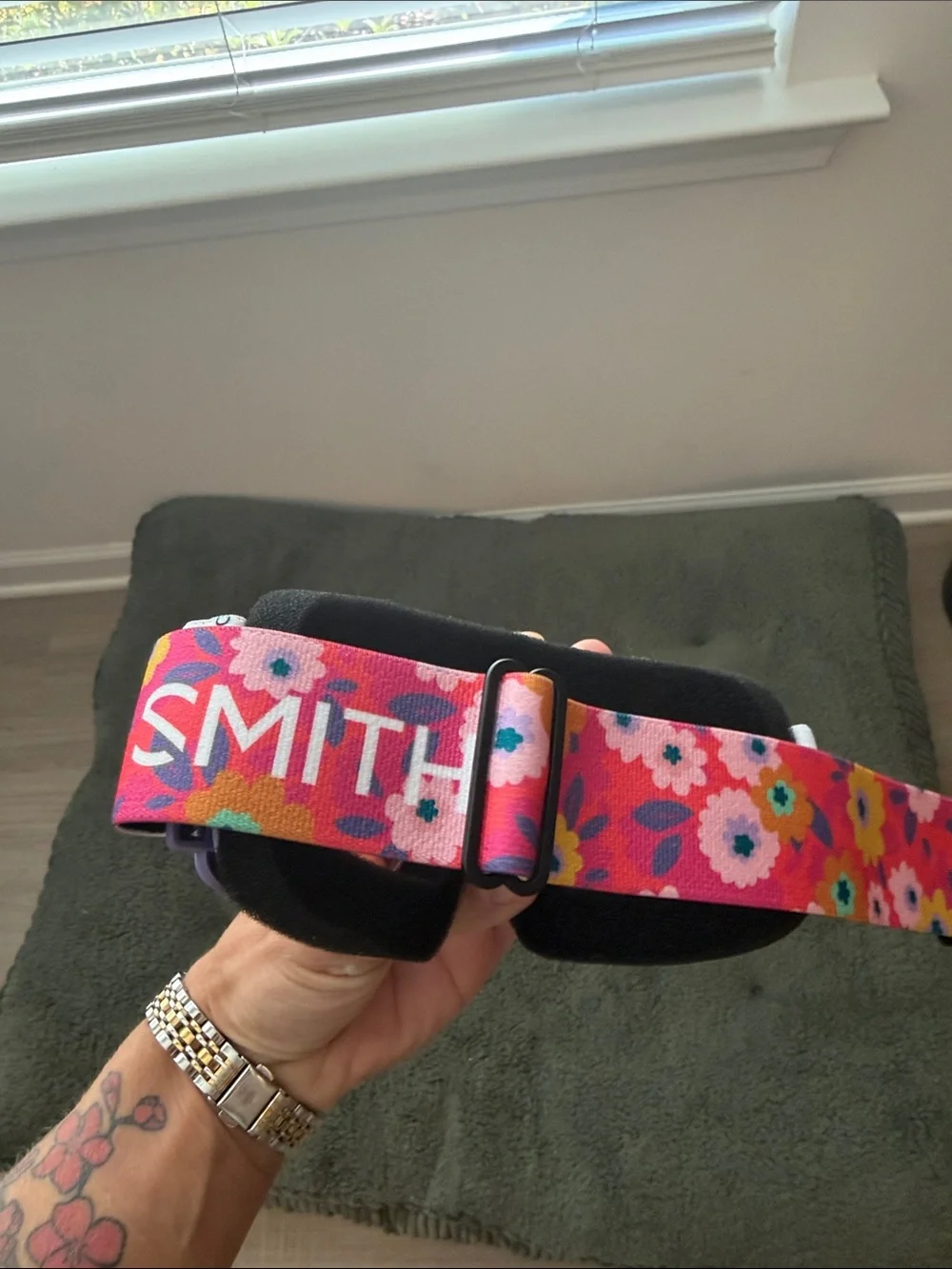 Smith Kids Purple Ski Goggles with Pink Floral Strap - Youth Snow Mask